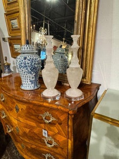 Large Pair of Polished Rock Crystal Lamps