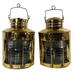 Antique Large Pair of Port and Starboard Ships Lanterns