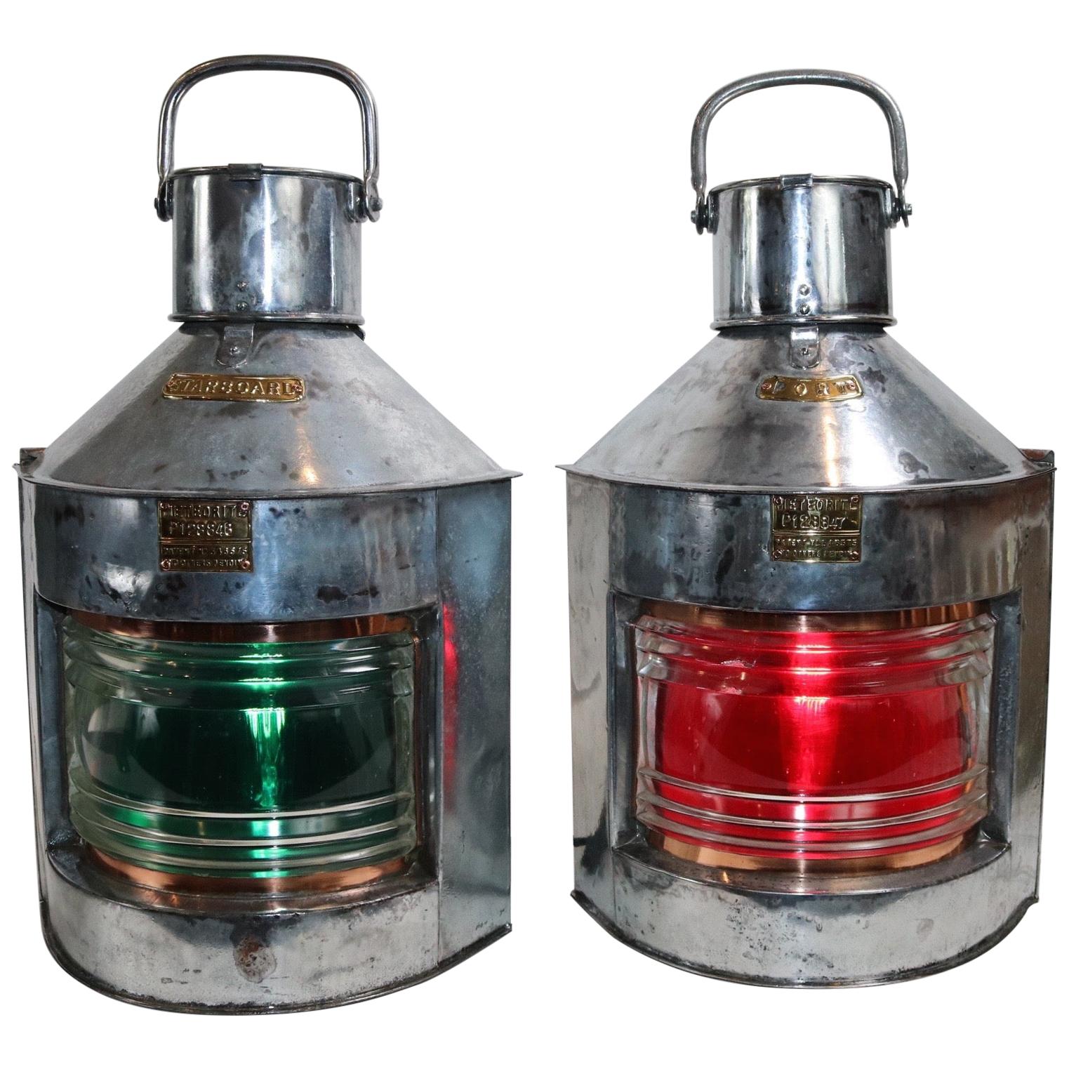 Large Pair of Port and Starboards Ships Lantern For Sale