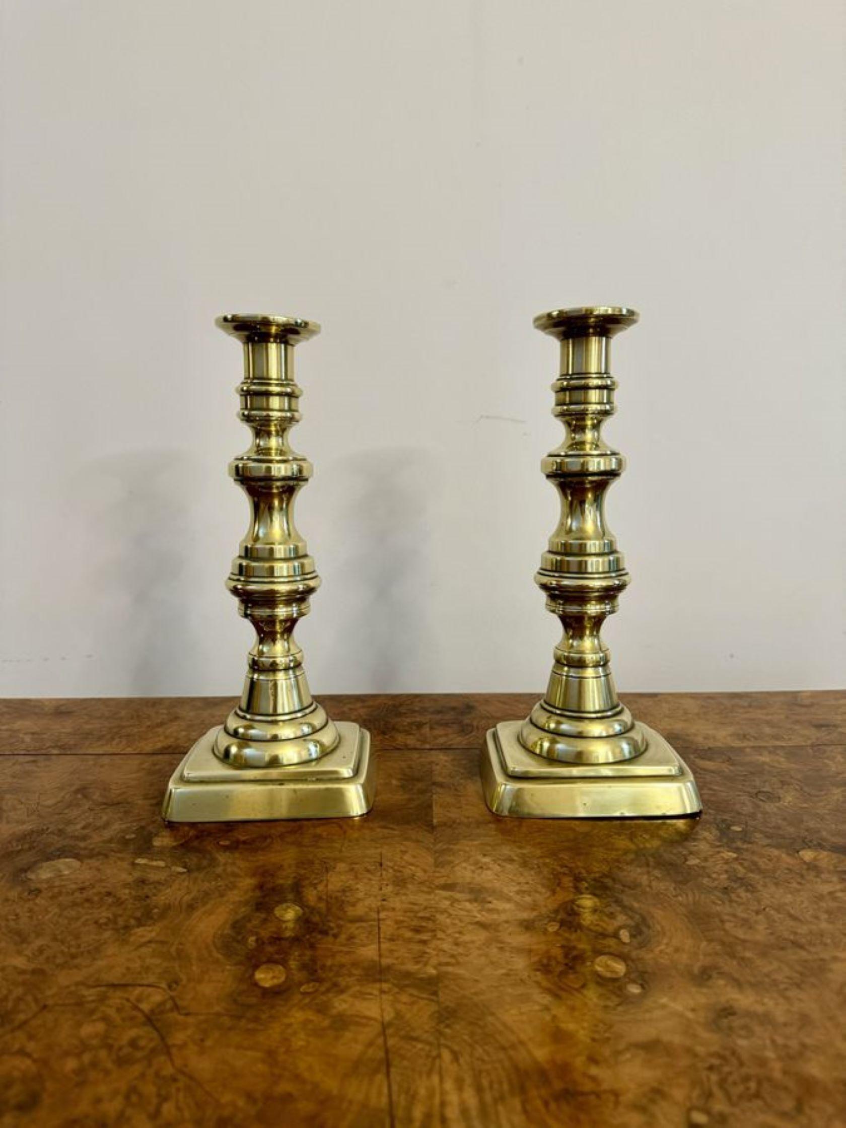19th Century Large pair of quality antique Victorian brass candlesticks  For Sale