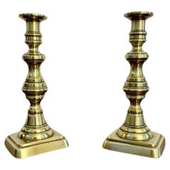 Large pair of quality Antique Victorian brass candlesticks 