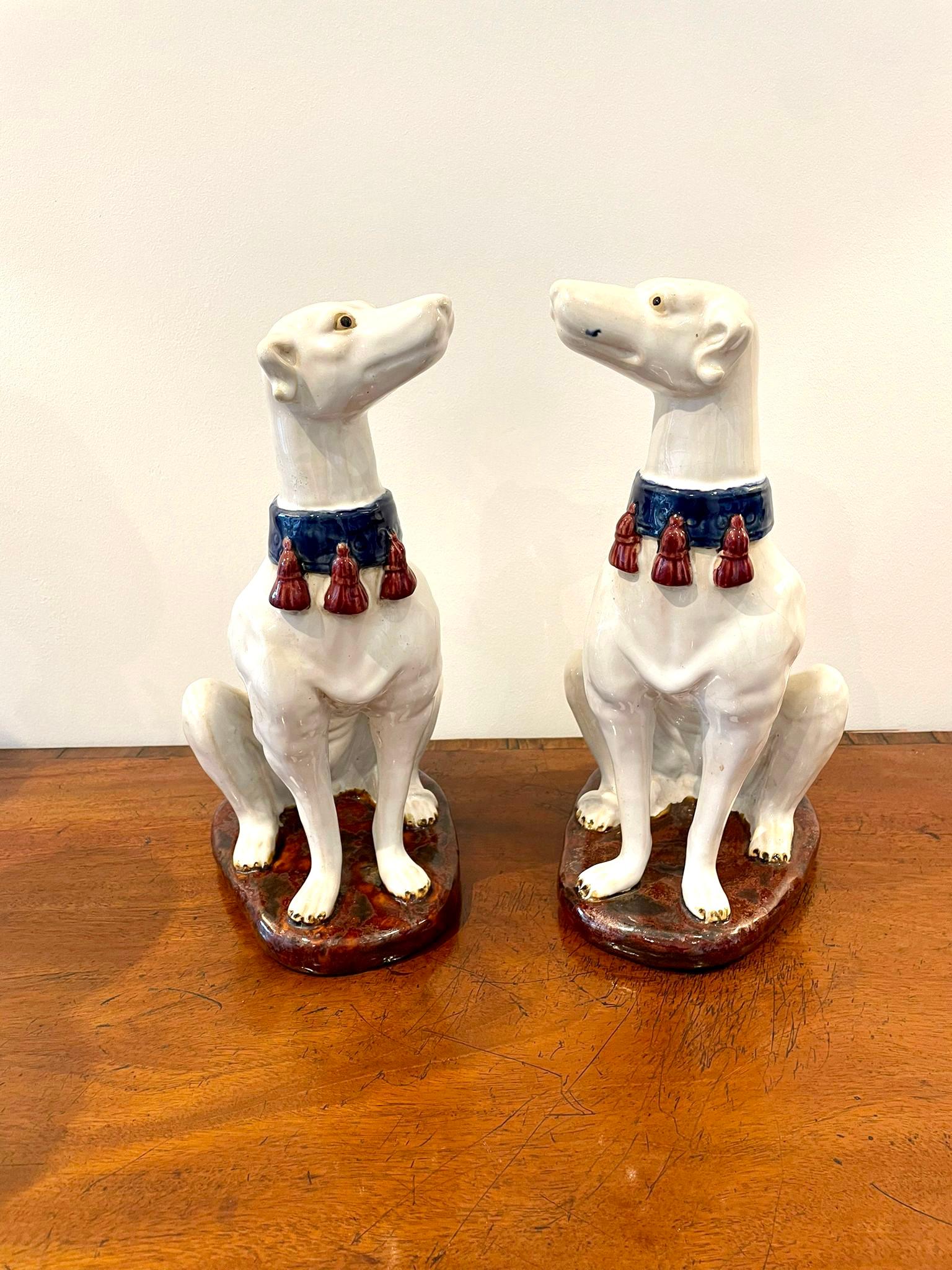 Late 19th Century Large Pair of Quality Antique Victorian Continental Greyhounds