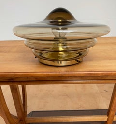 Gran Pareja de Lámparas de Techo de Vidrio Laminado Ahumado RAAK de Amsterdam, Años 70