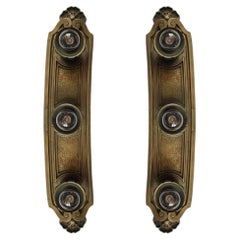 Large Pair of Rare Brass Bronze Wall Ceiling Lights Flush Mounts 1900