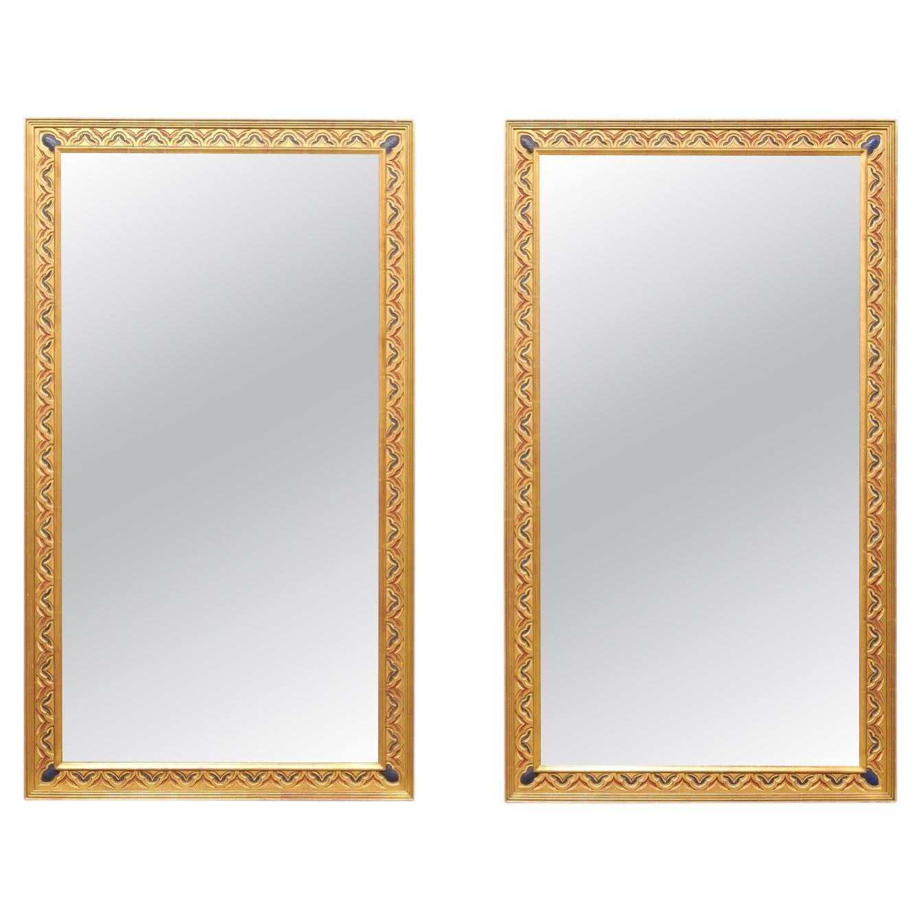 Large Pair of Richly Decorated Gilt Mirrors For Sale