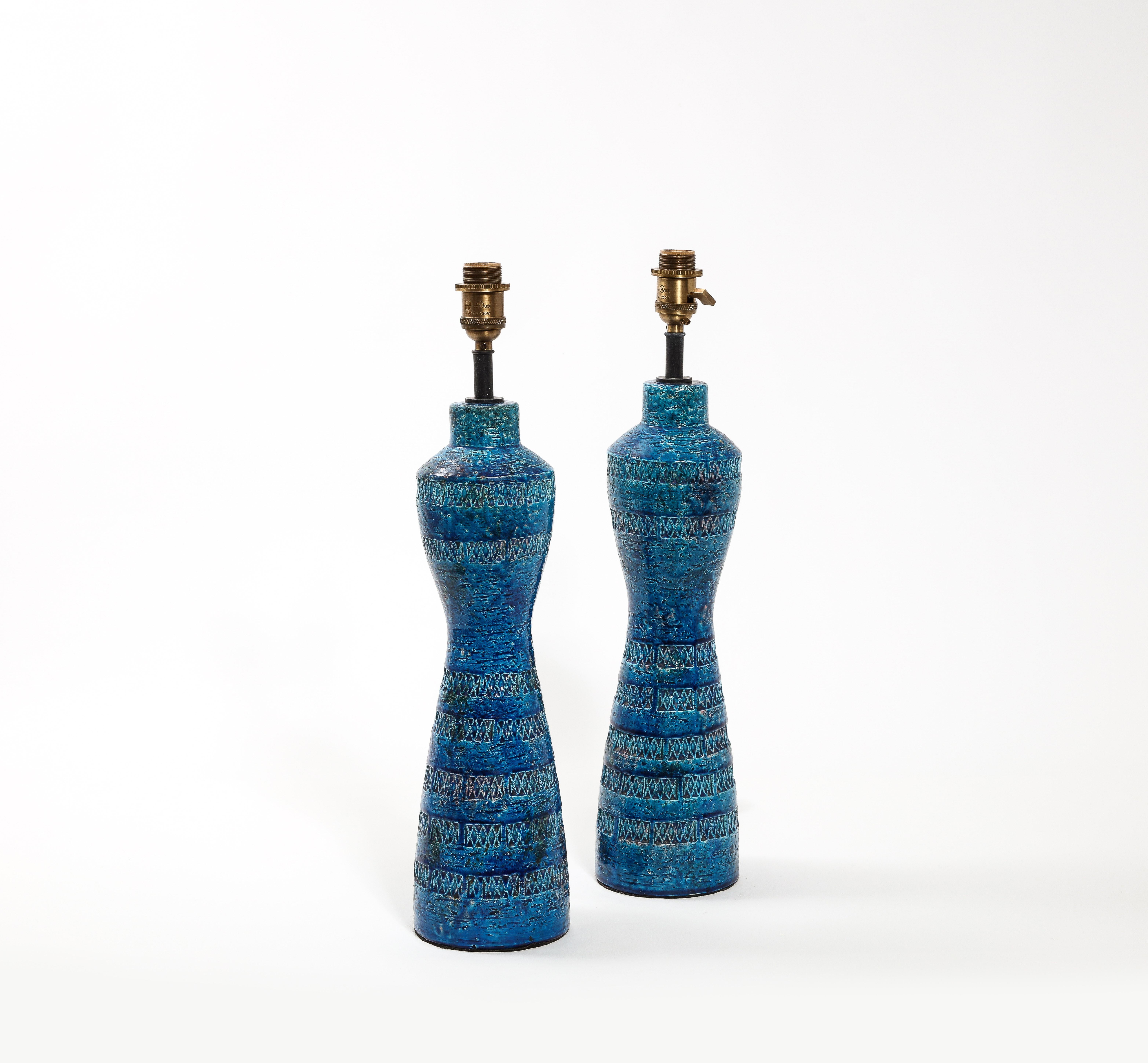 Large Pair of Rimini Table Lamps by Bitossi, Italy 1960's 4