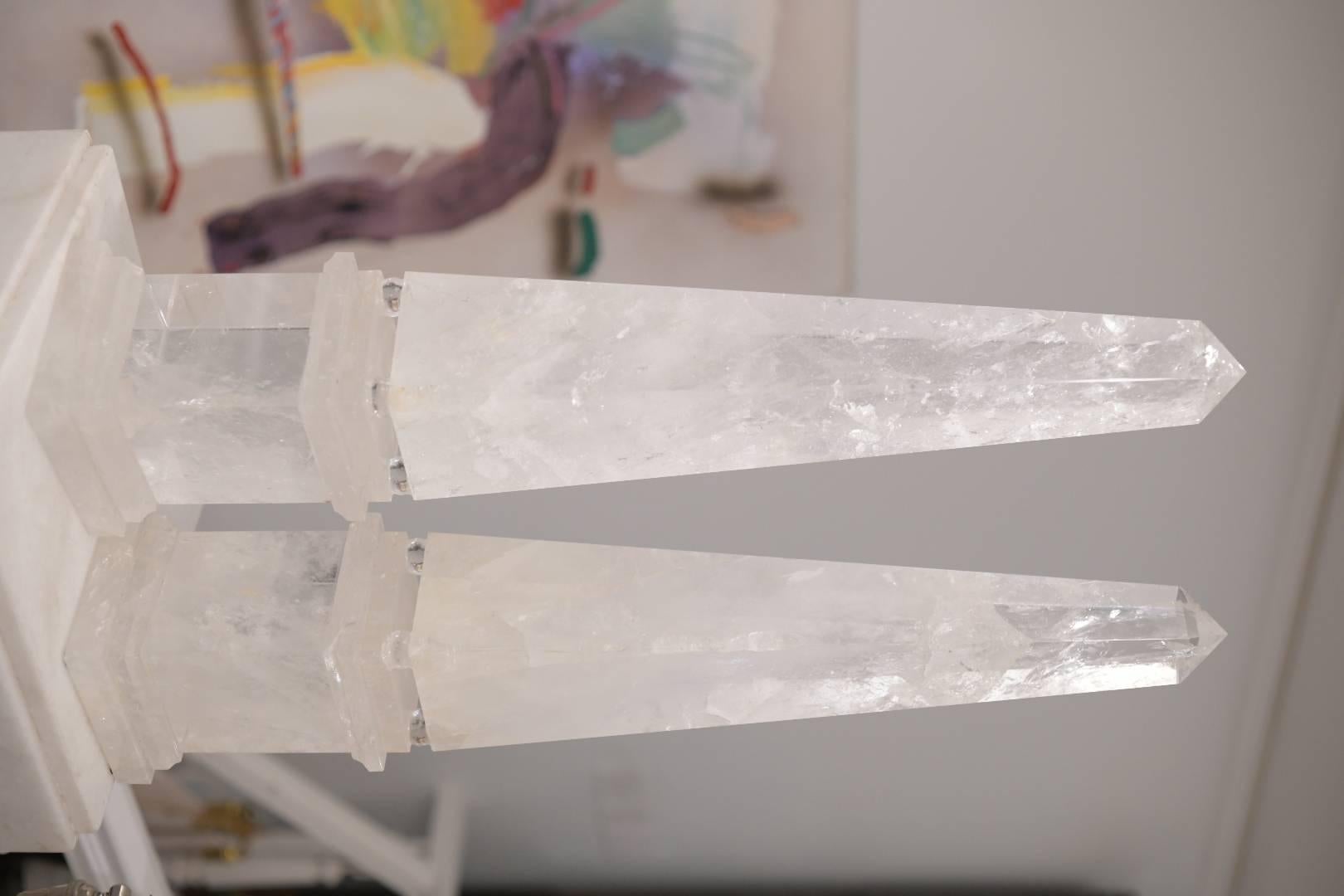 Grande paire d'obélisques en cristal de roche en vente 1