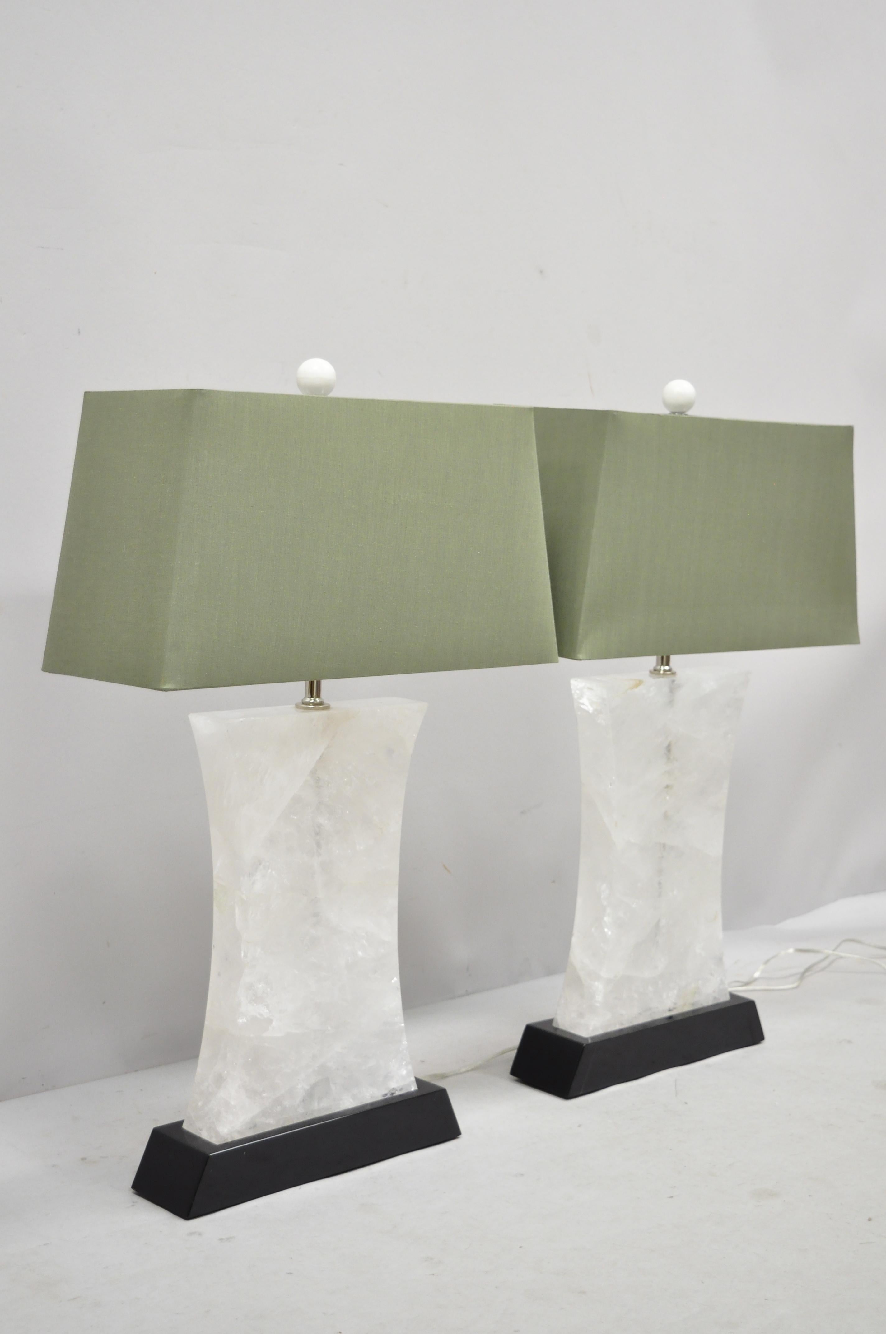 Large Pair of Rock Crystal Quartz Hourglass Modern Table Lamps For Sale 6