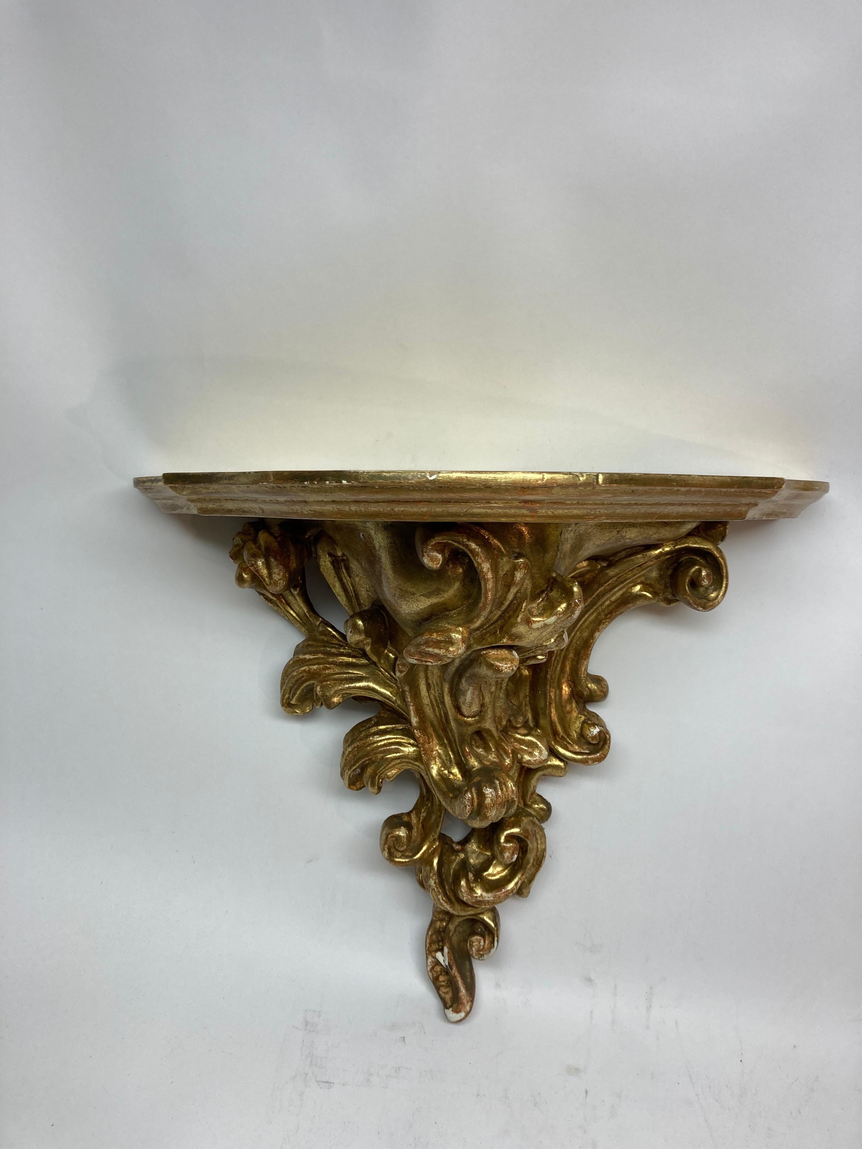 Gilt Large Pair of Rococo Style Brackets For Sale