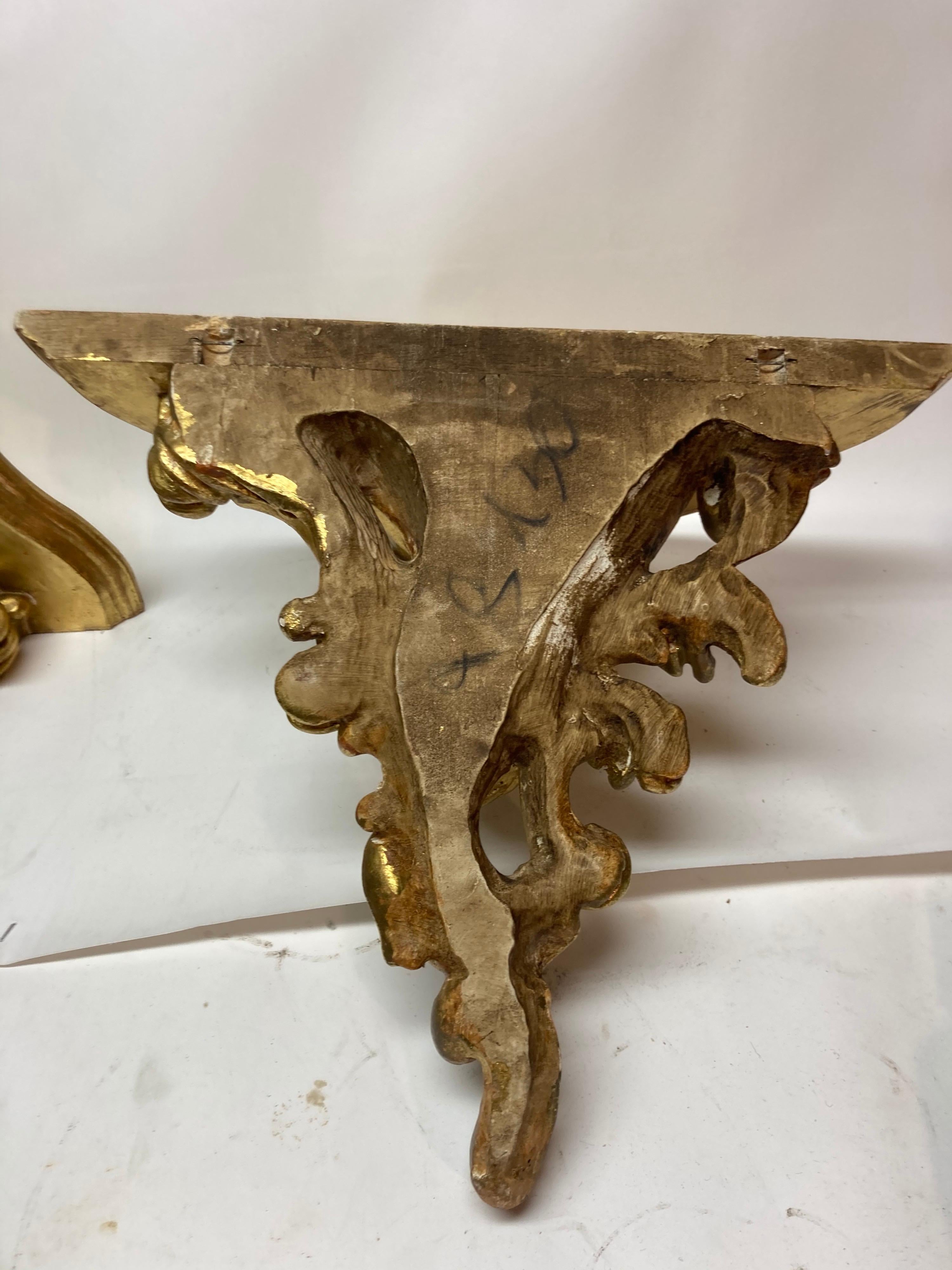 Wood Large Pair of Rococo Style Brackets For Sale