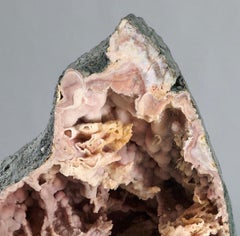 Large Pair of Rose Colored Cathedral Shaped Geodes