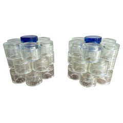 Large Pair of Round Bubble Glass Lamps by Poliarte, Italy, 1970s