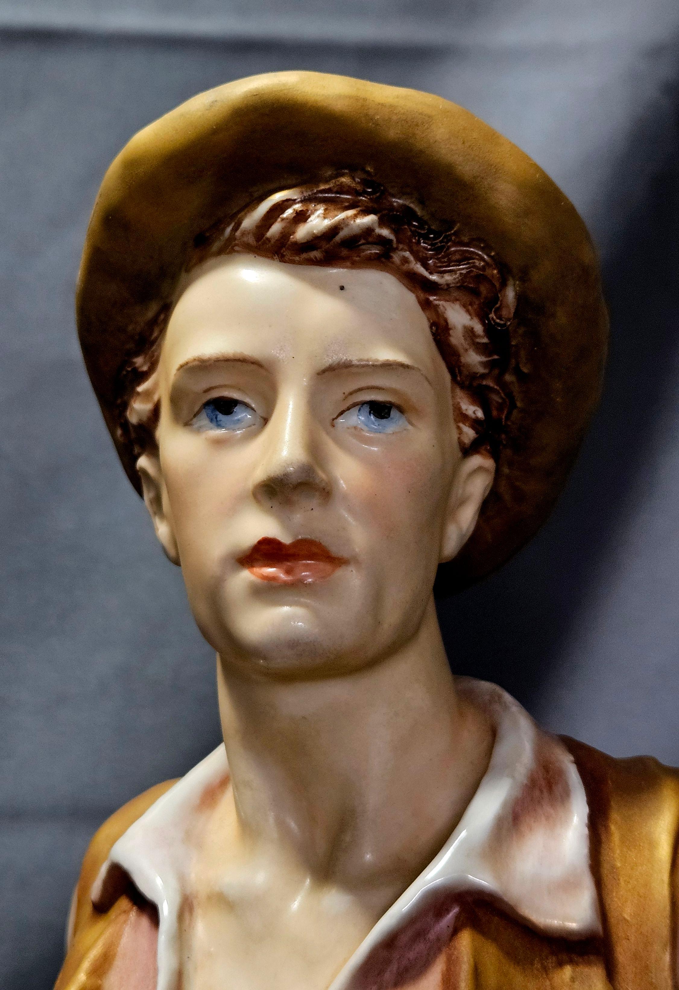 Large Pair of Royal Dux Czechoslovakian Porcelain Statues For Sale 6