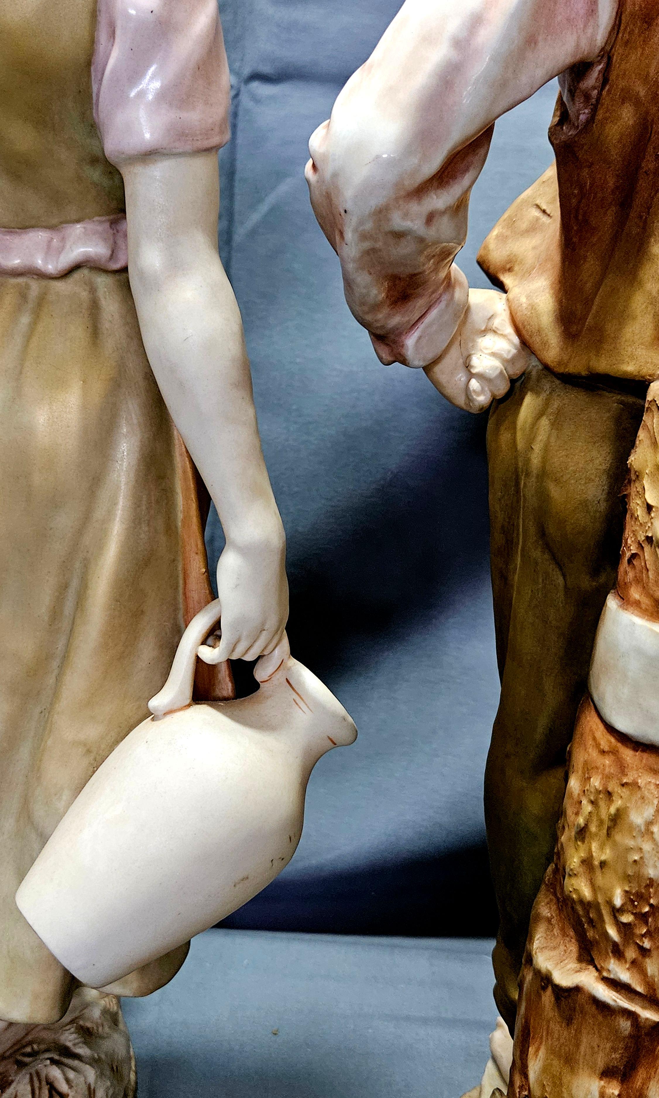 Large Pair of Royal Dux Czechoslovakian Porcelain Statues For Sale 8