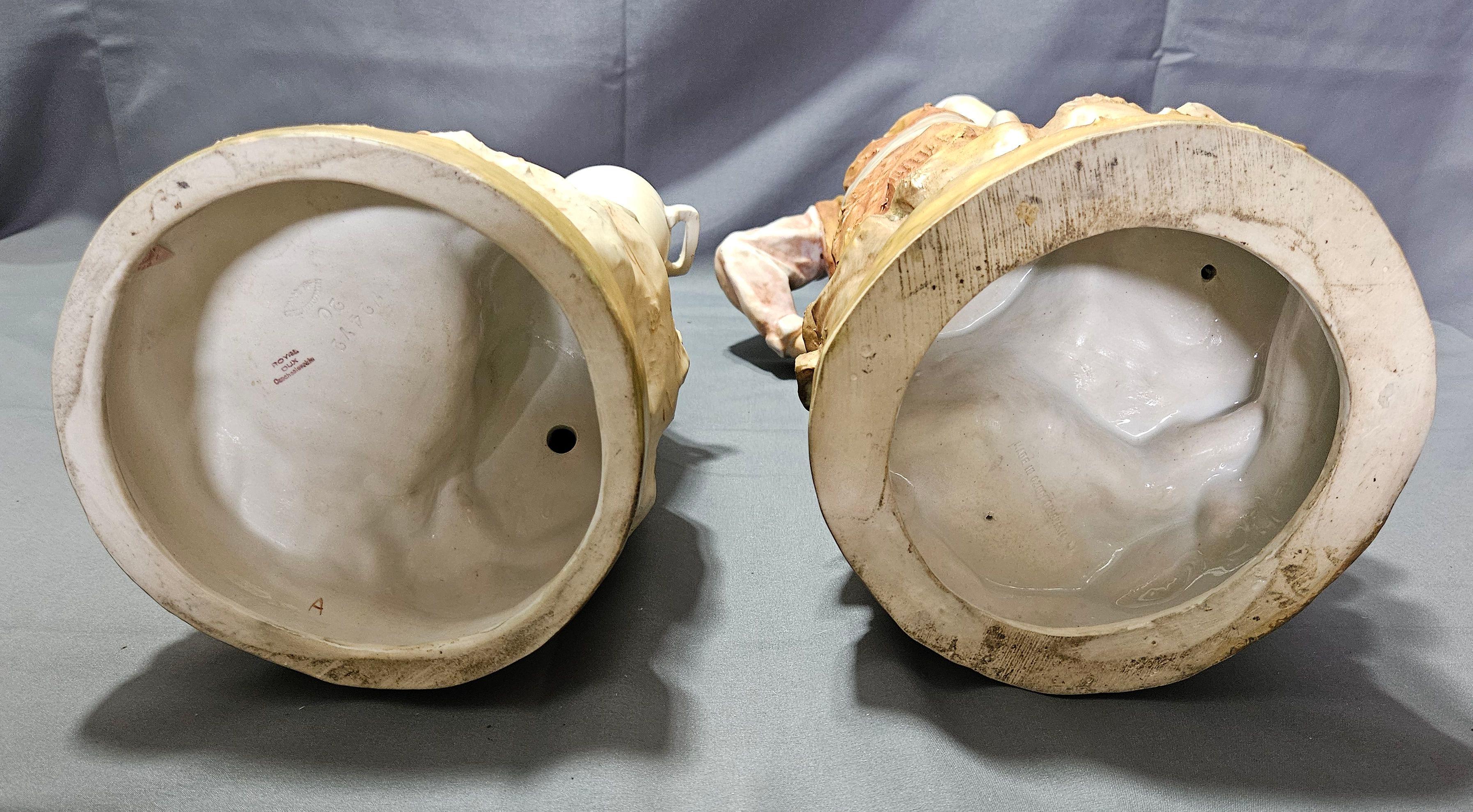 Large Pair of Royal Dux Czechoslovakian Porcelain Statues For Sale 12