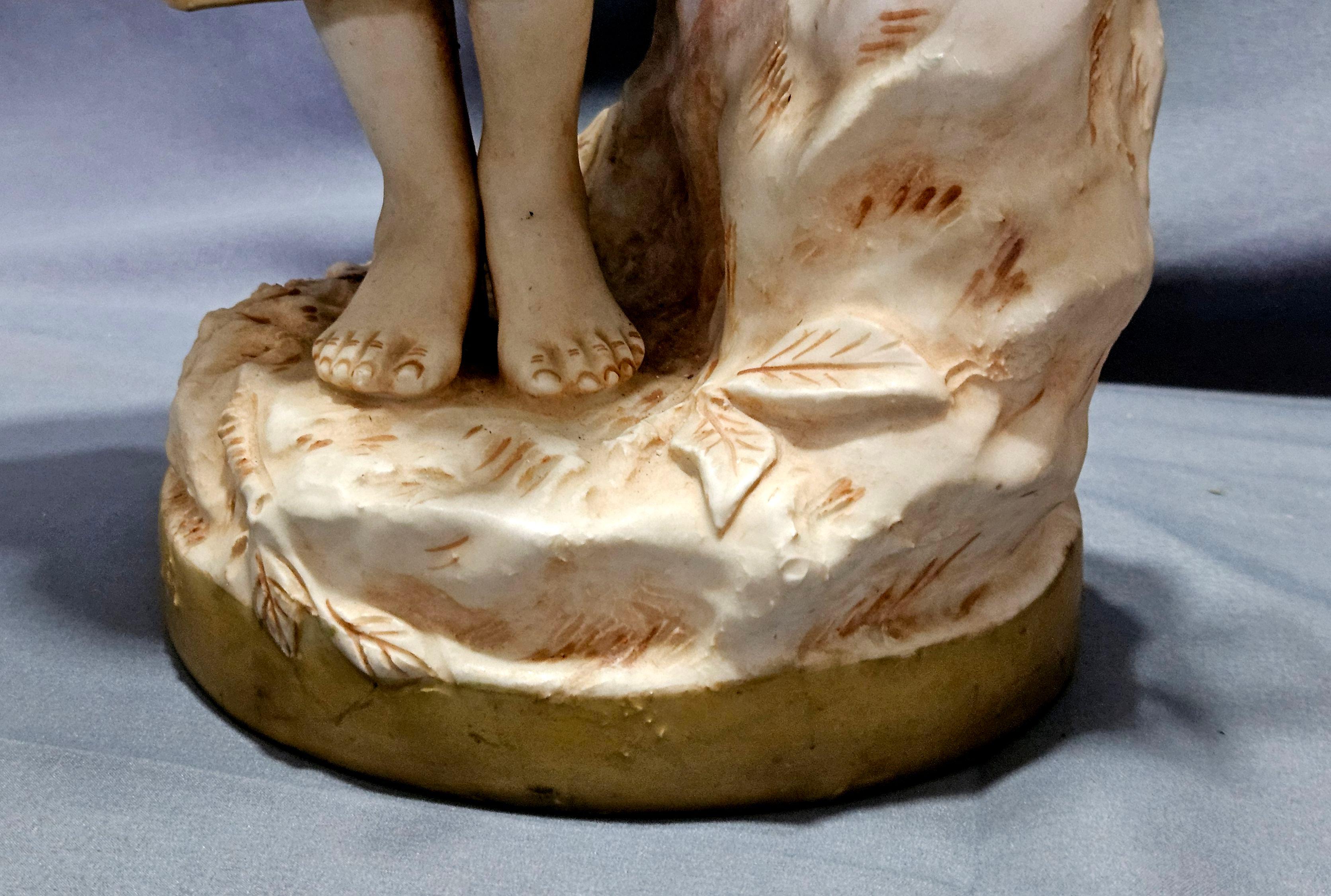 Large Pair of Royal Dux Czechoslovakian Porcelain Statues For Sale 1