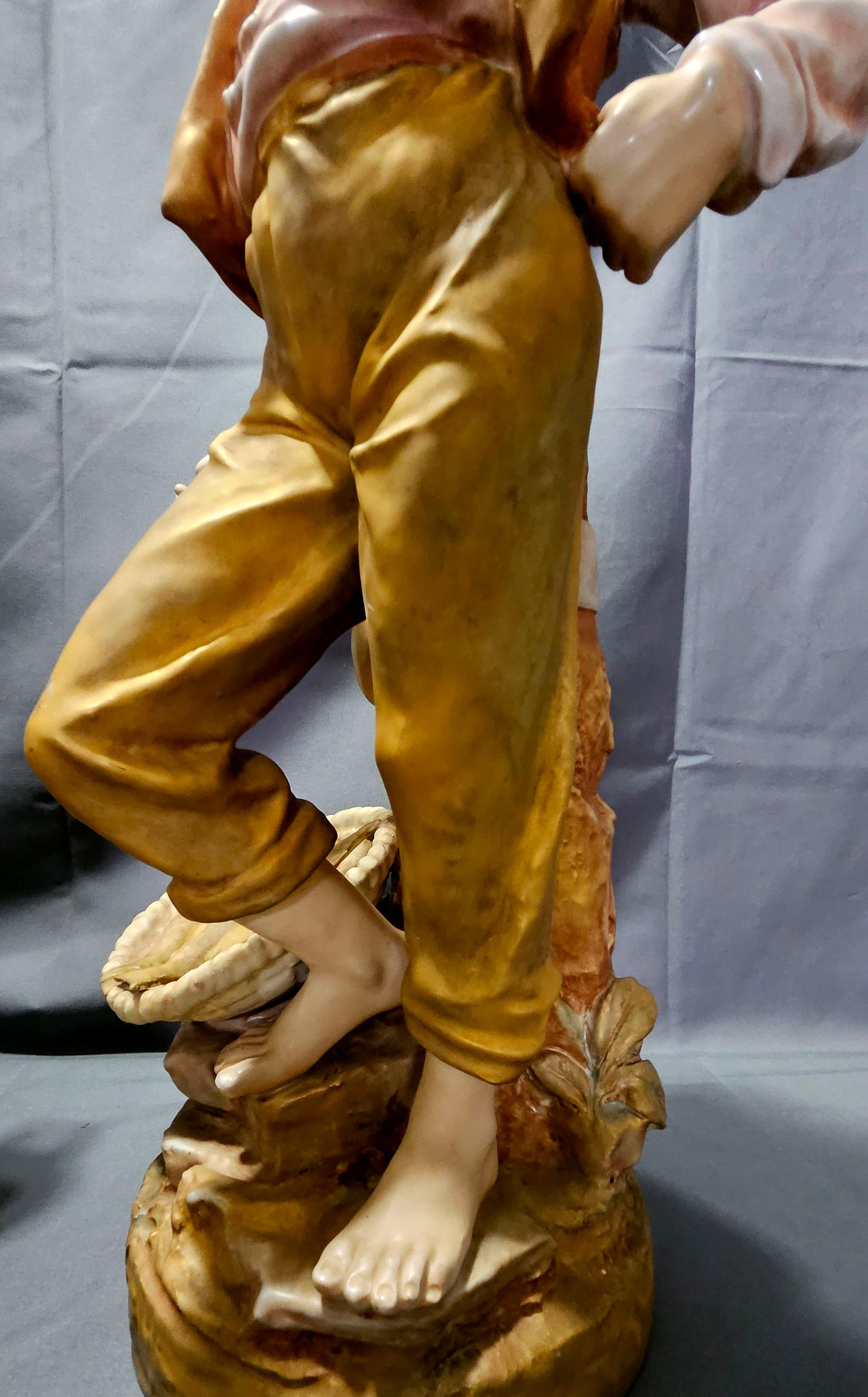 Large Pair of Royal Dux Czechoslovakian Porcelain Statues For Sale 3