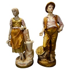 Large Pair of Royal Dux Czechoslovakian Porcelain Statues