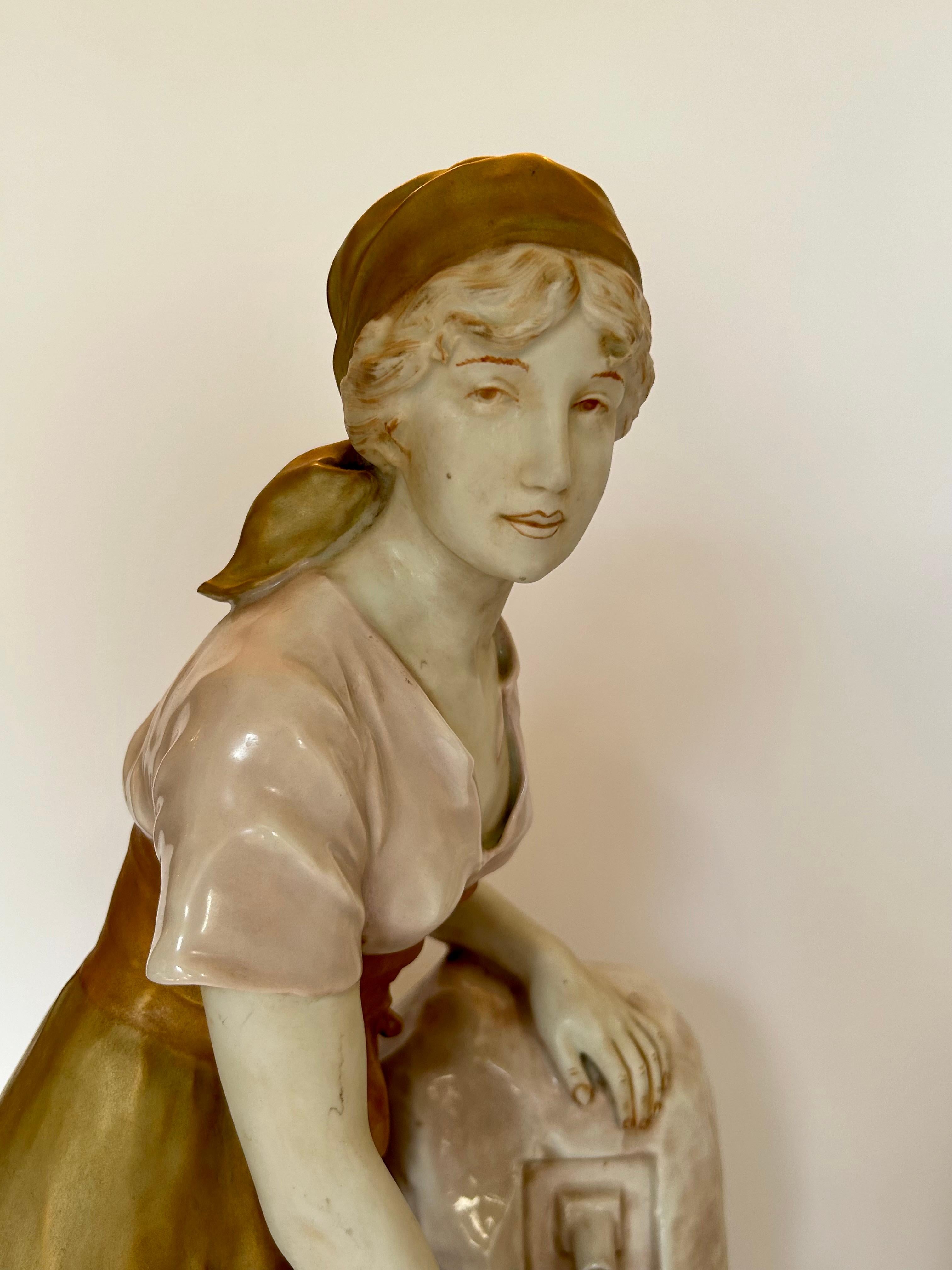 Art Nouveau Large Pair of Royal Dux Figurines For Sale