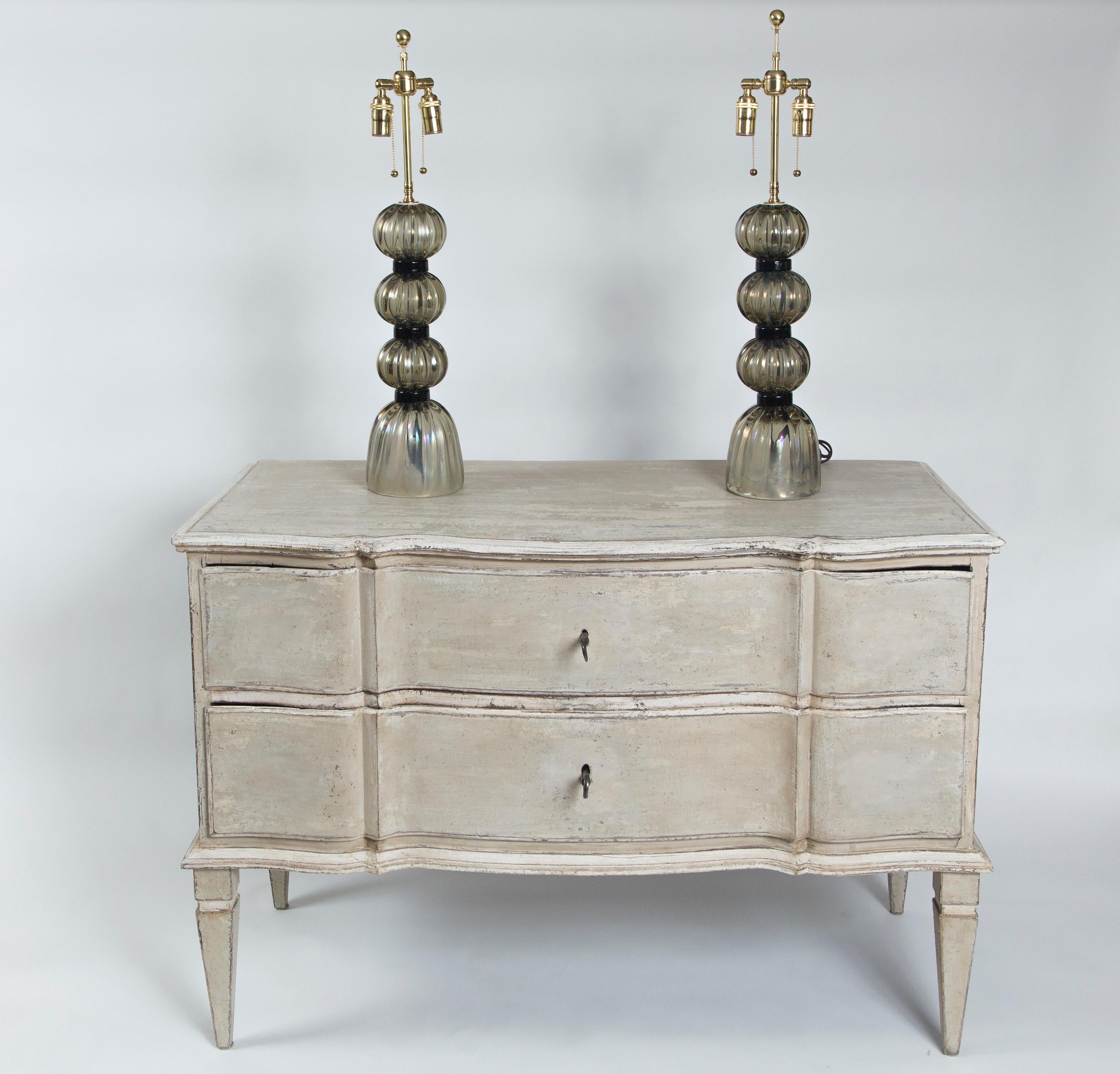 Large Pair of Scandinavian Baroque Style Painted Chests In Excellent Condition In Westport, CT