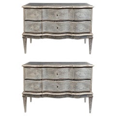 Large Pair of Scandinavian Baroque Style Painted Chests