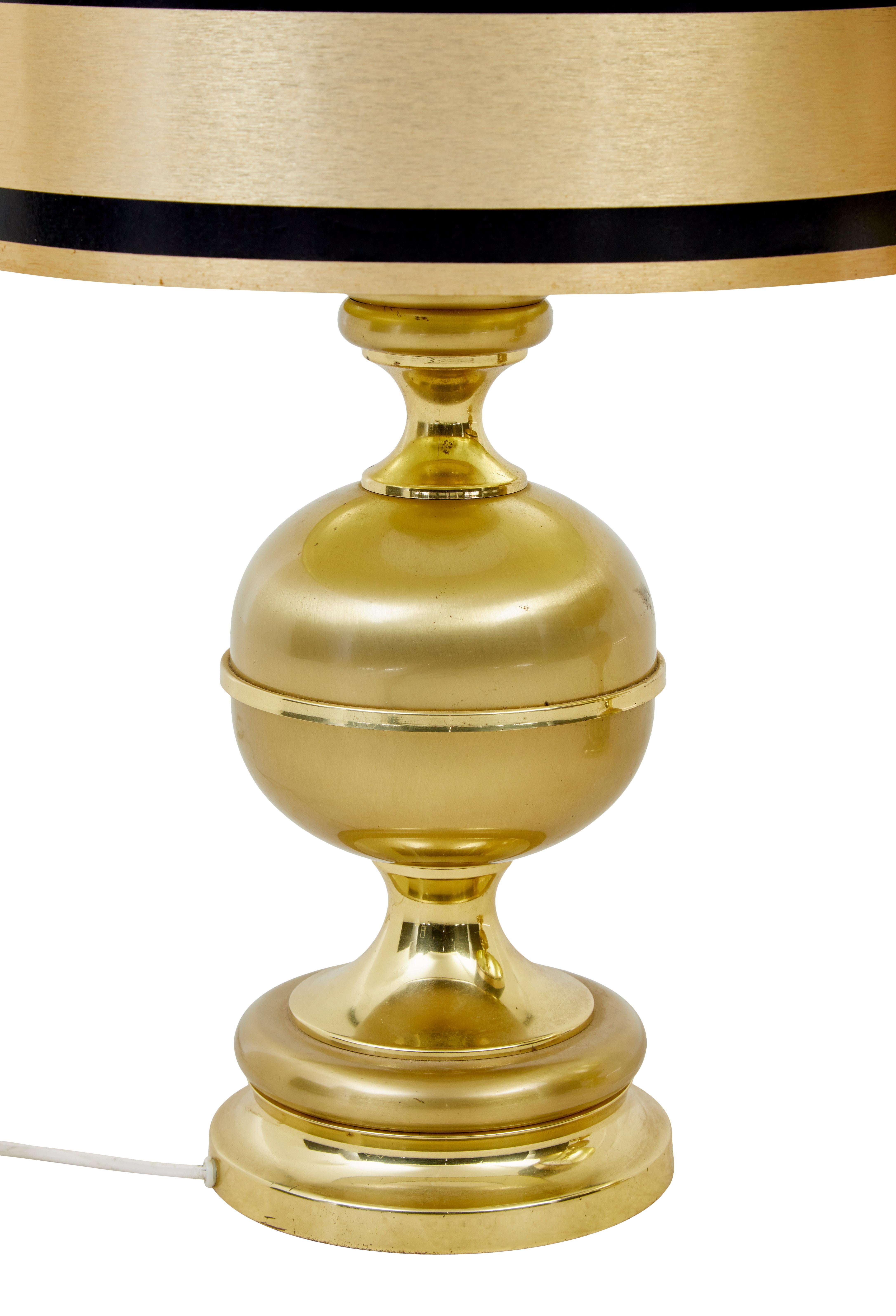 Swedish Large pair of Scandinavian modern brass table lamps For Sale