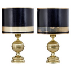 Large Pair of Scandinavian Modern Brass Table Lamps