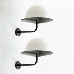 Pair of Scandinavian Modernist Sconces with Dome Shaped Glass Shades
