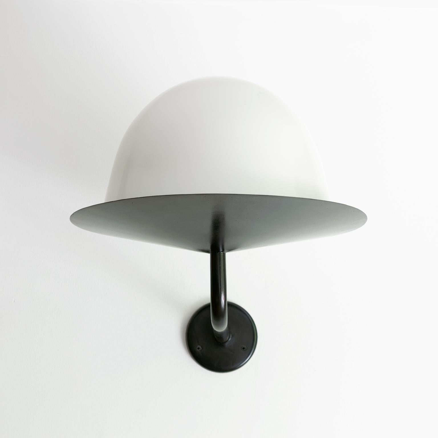 Molded Pair of Scandinavian Modernist Sconces with Dome Shaped Glass Shades For Sale