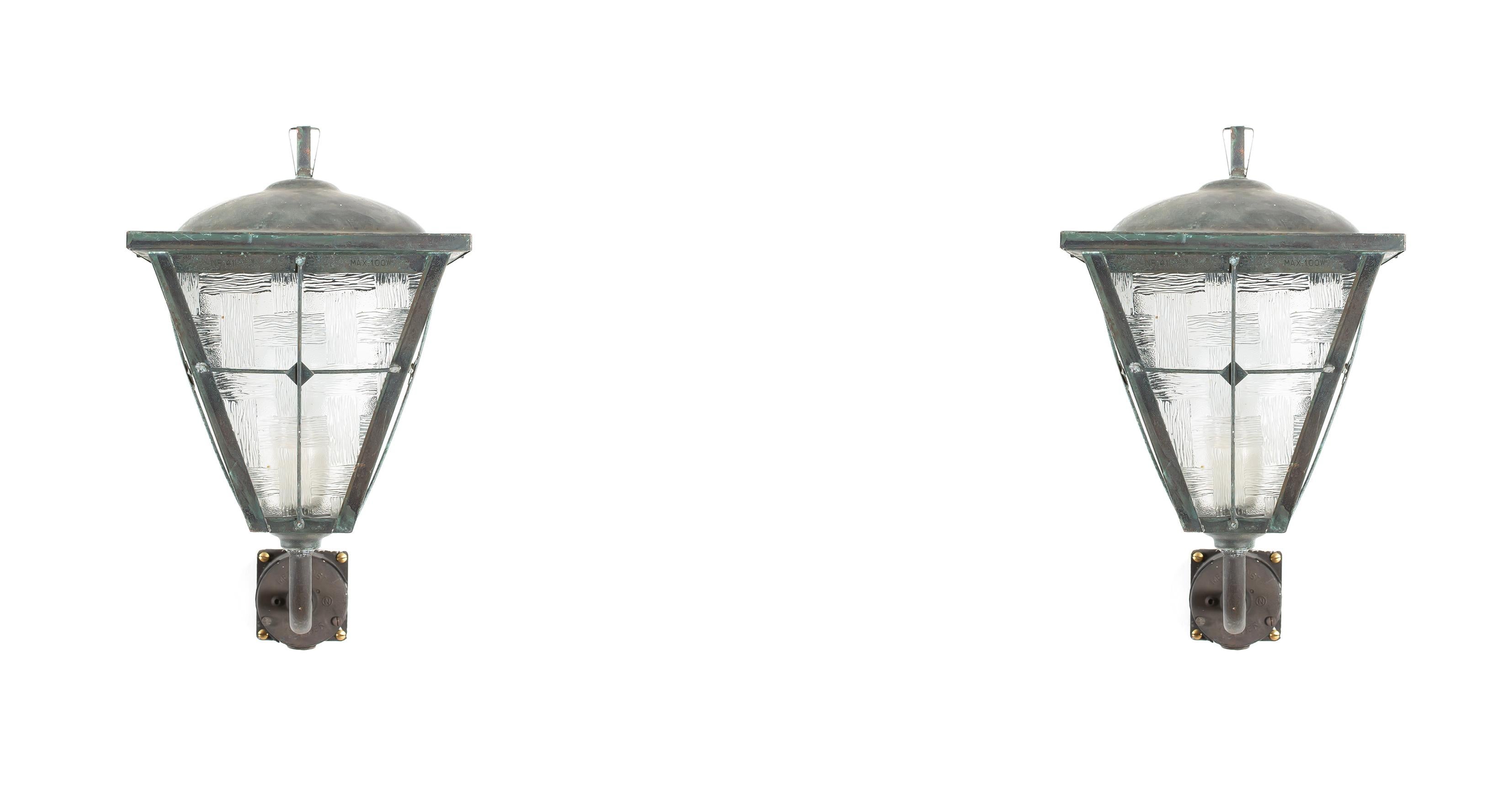 Mid-Century Modern Large Pair of Scandinavian Outdoor Wall Lights, Norway, 1960s For Sale