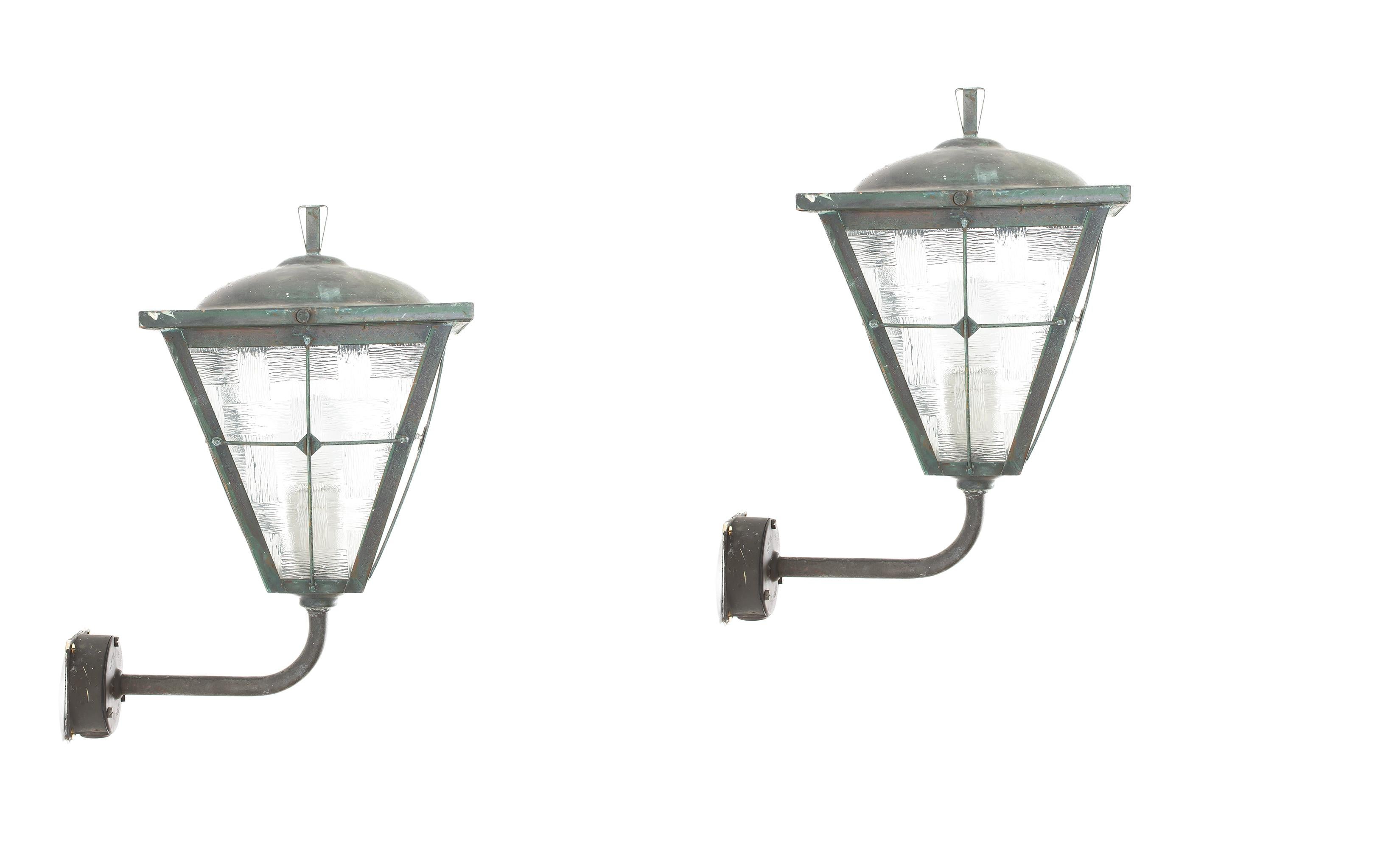 Large Pair of Scandinavian Outdoor Wall Lights, Norway, 1960s In Good Condition For Sale In Oslo, NO