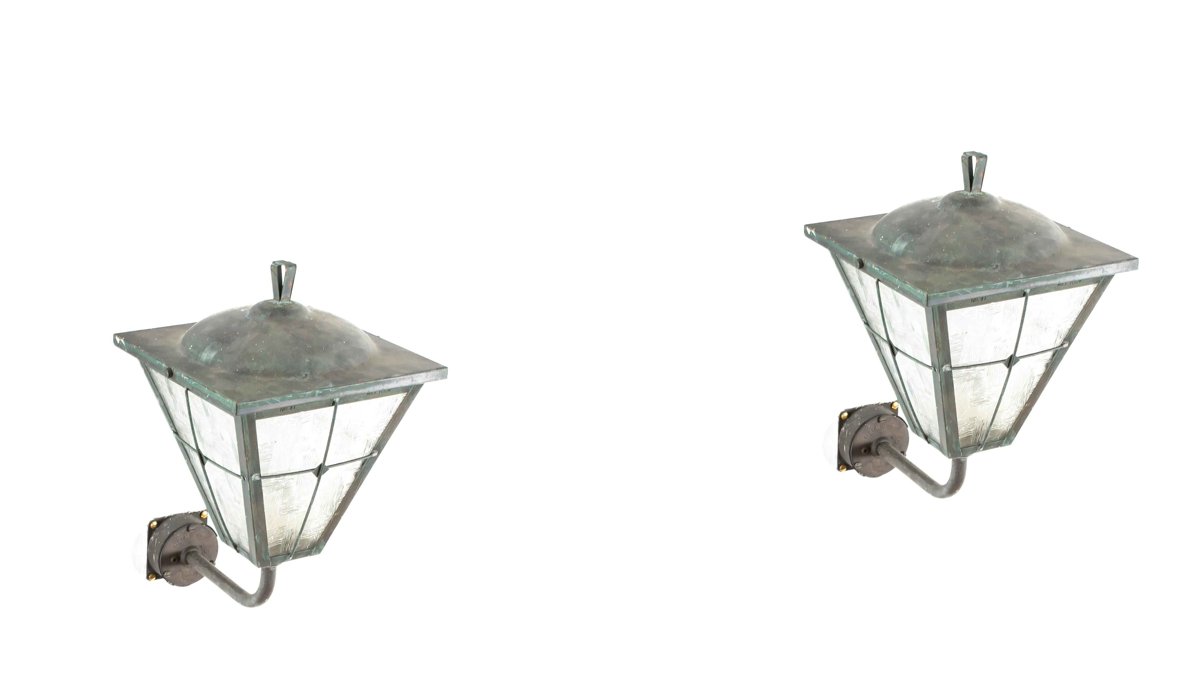 Mid-20th Century Large Pair of Scandinavian Outdoor Wall Lights, Norway, 1960s For Sale