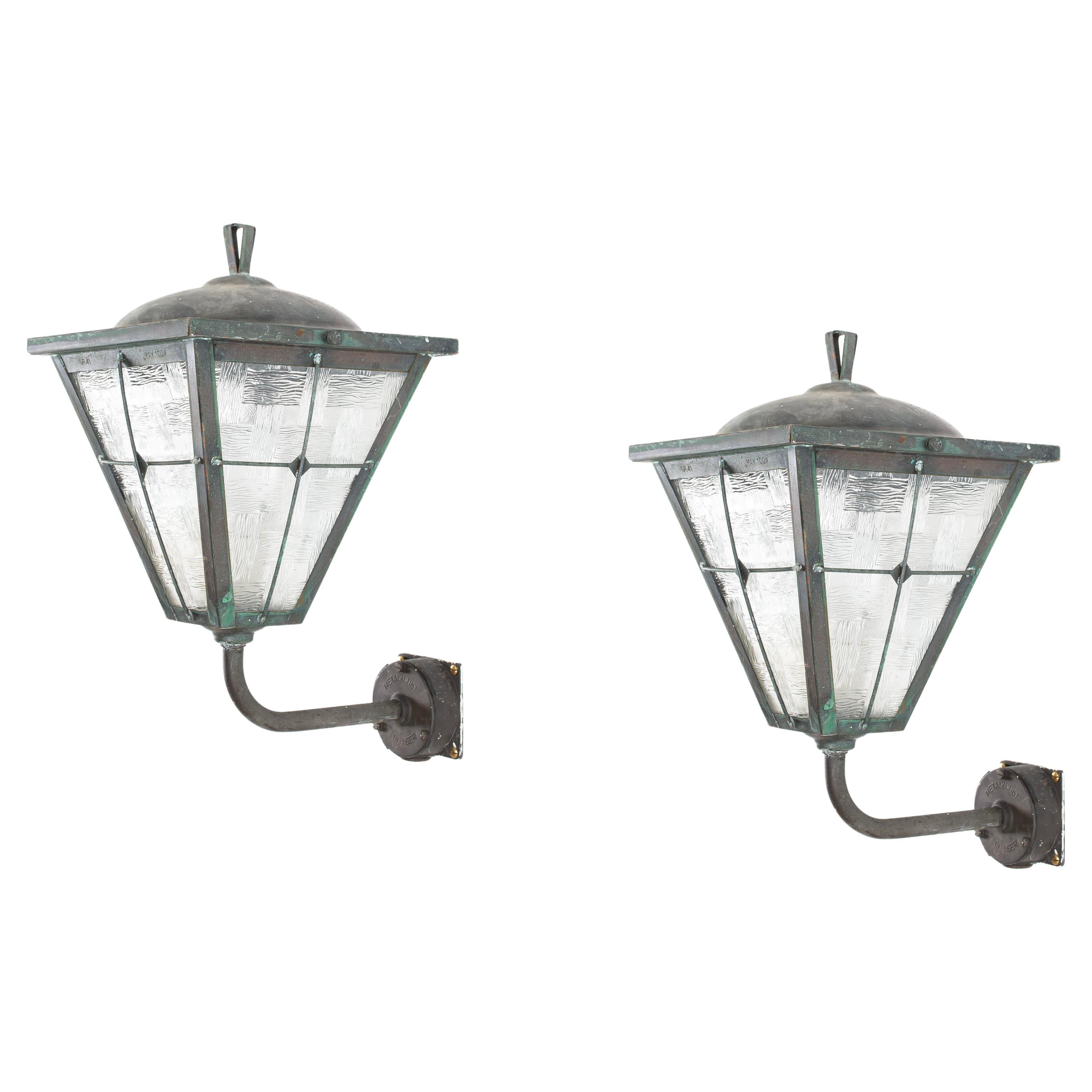 Large Pair of Scandinavian Outdoor Wall Lights, Norway, 1960s For Sale