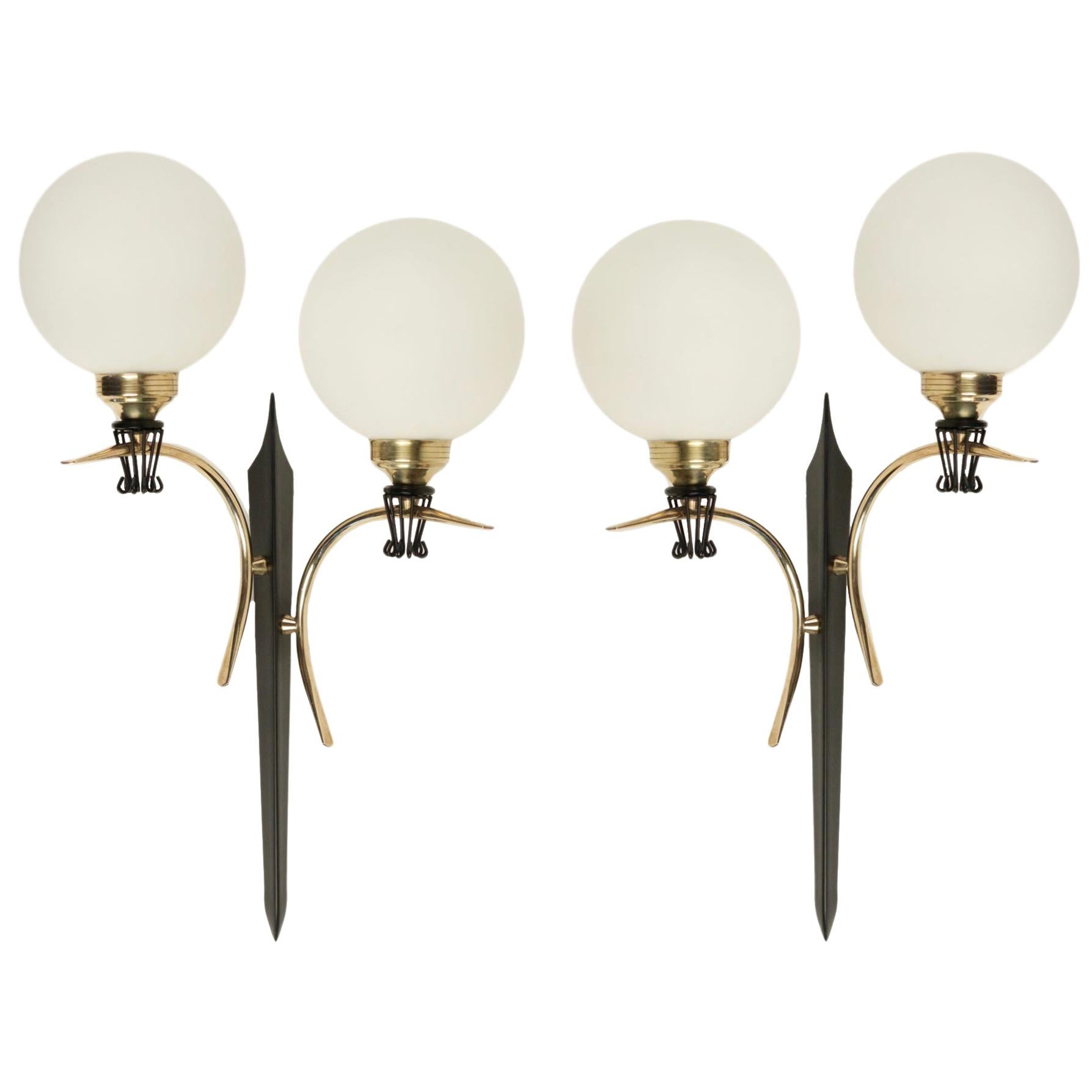 Large Pair of Sconce in the Style of Maison Stilnovo, 1950