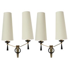 Large Pair of Sconce with Ring by Maison Arlus, 1950 Large Pair of Sconce with Ring by Maison Arlus, 1950