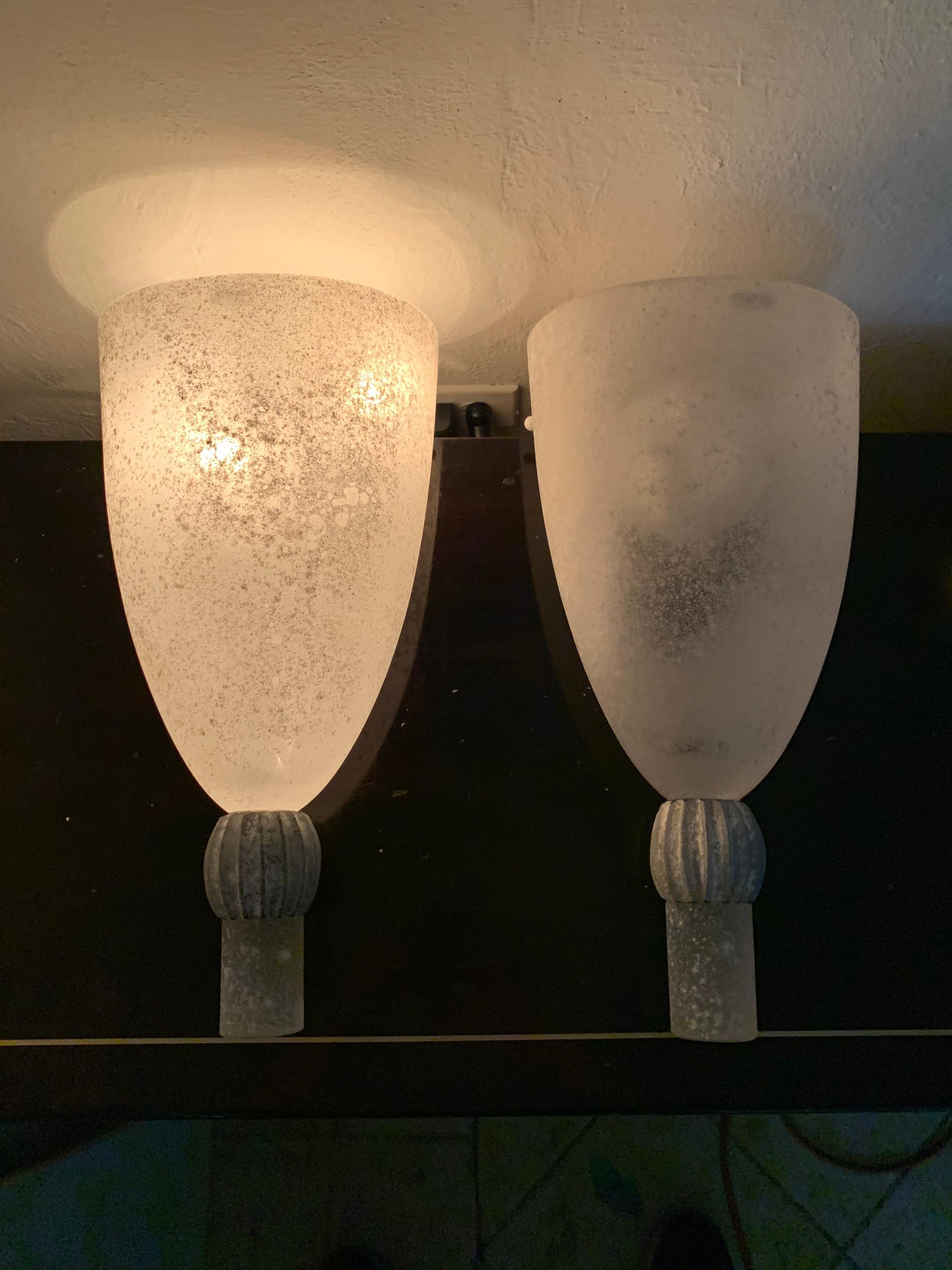 Italian Large Pair of Sconces by Seguso in 