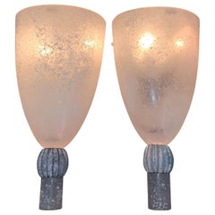 Large Pair of Sconces by Seguso in "Scavo" Murano Glass, Italy, circa 1980