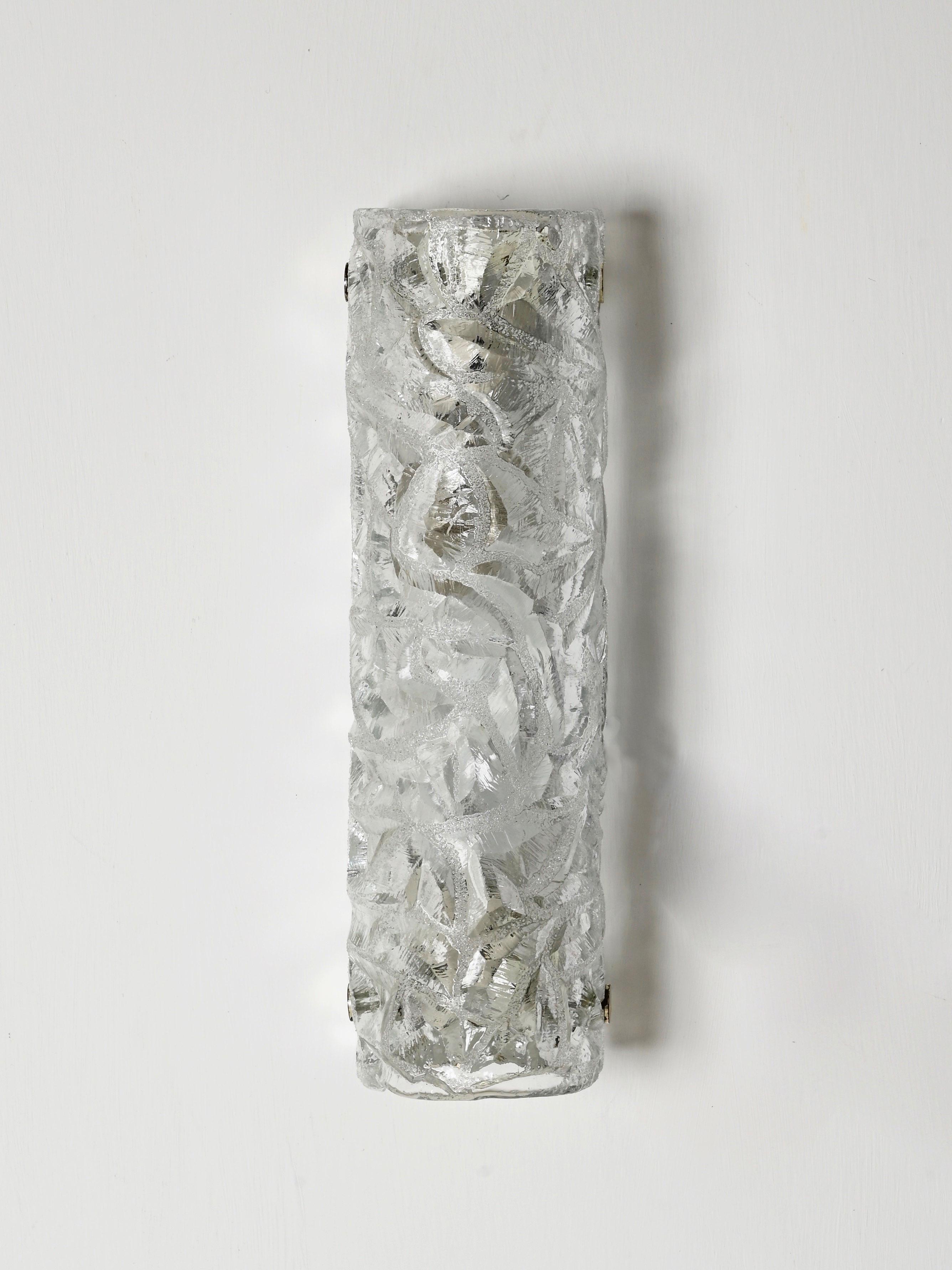 Large Pair of Sconces in Murano Ice-Glass by Kalmar Kaiser, Italy, 1960s im Angebot 6