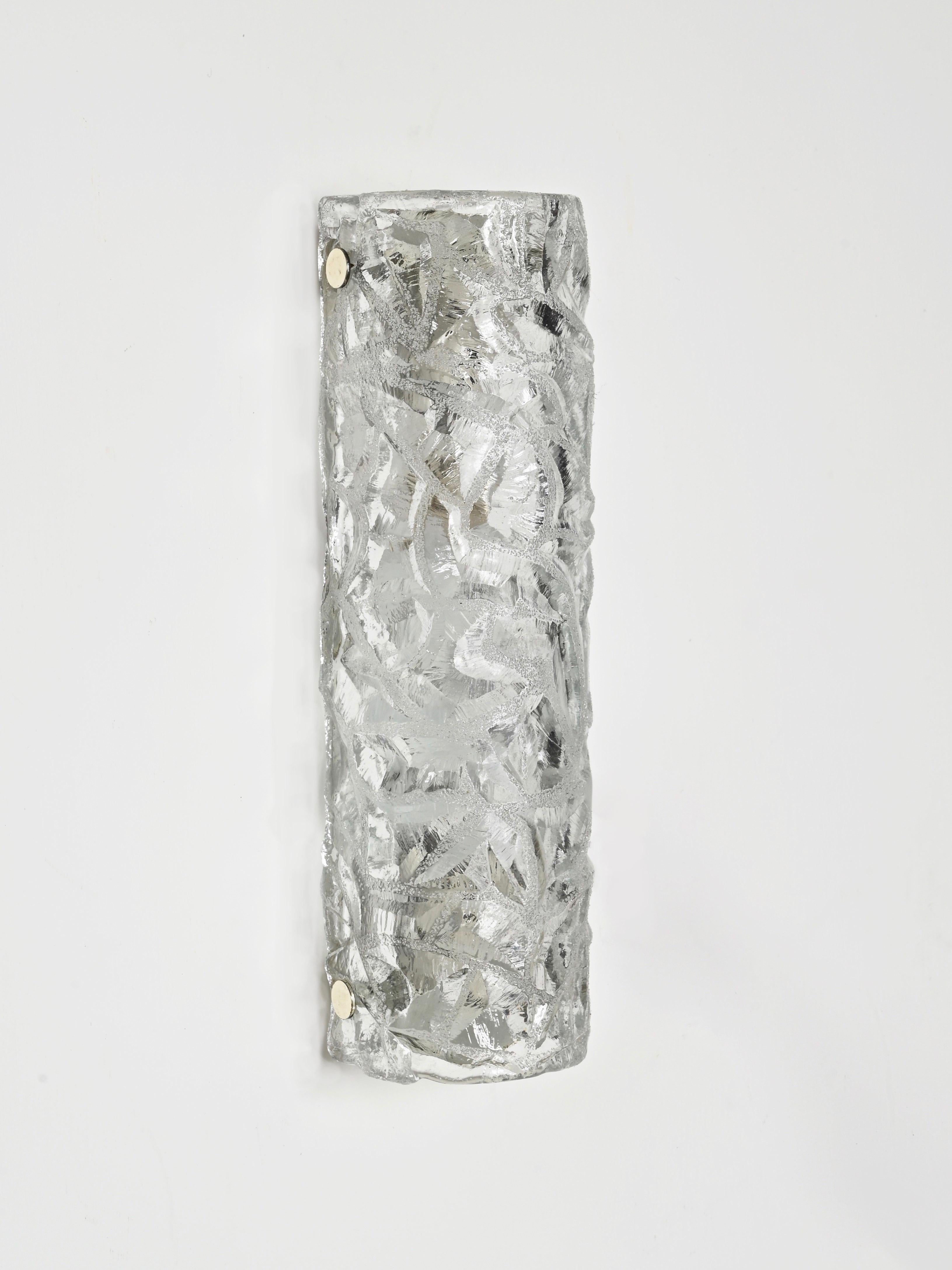 Large Pair of Sconces in Murano Ice-Glass by Kalmar Kaiser, Italy, 1960s im Angebot 8