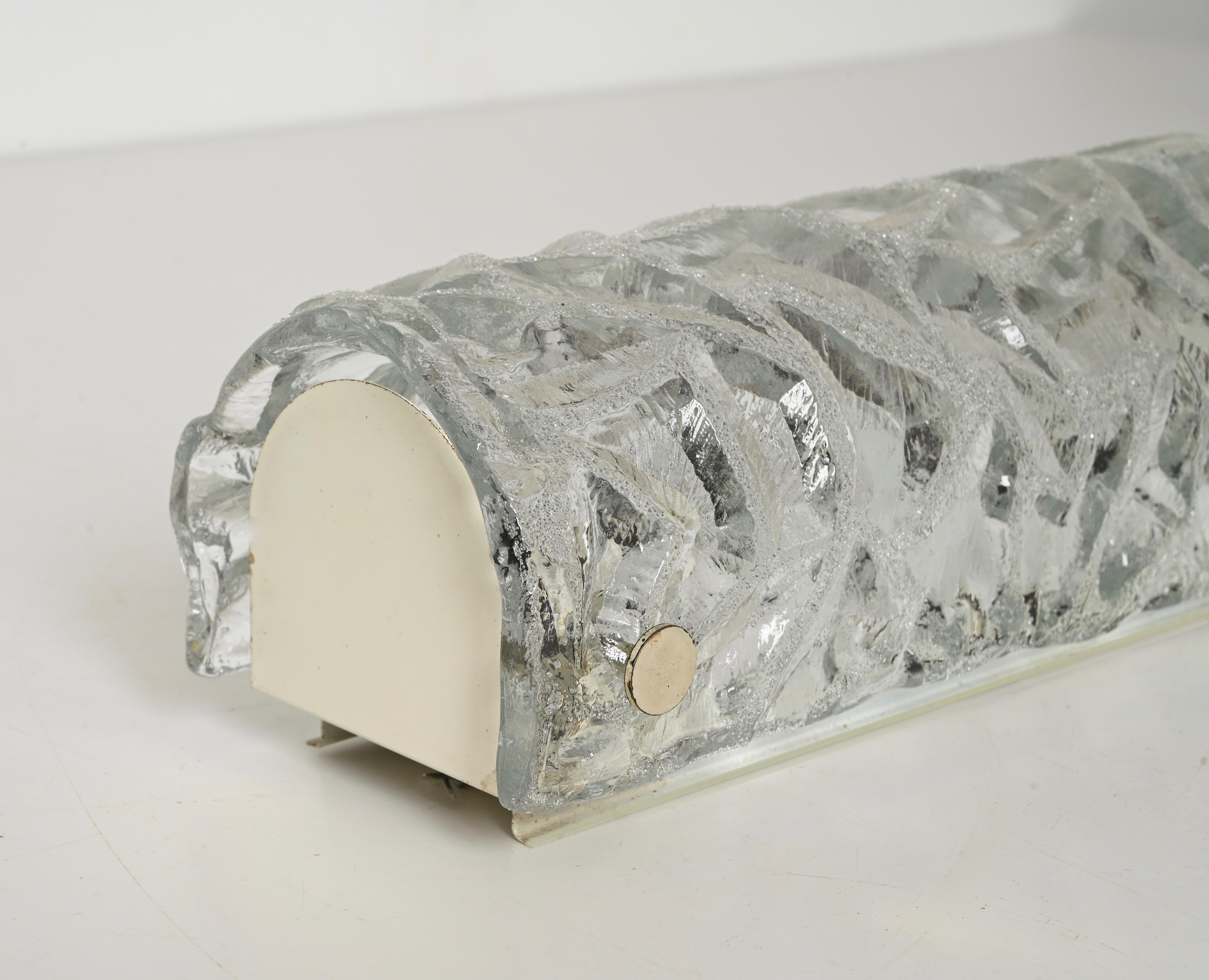 Large Pair of Sconces in Murano Ice-Glass by Kalmar Kaiser, Italy, 1960s im Angebot 2