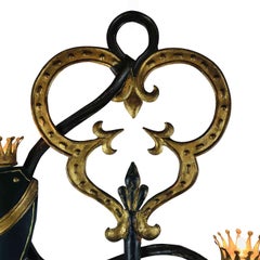 Großes Paar italienischer Wandleuchter von Palladio 1970 in Form eines Schlüssels mit heraldischem Motiv