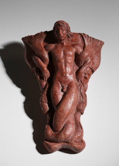 grande paire d'appliques Vadim Androusov en céramique terracotta 40s andré arbus