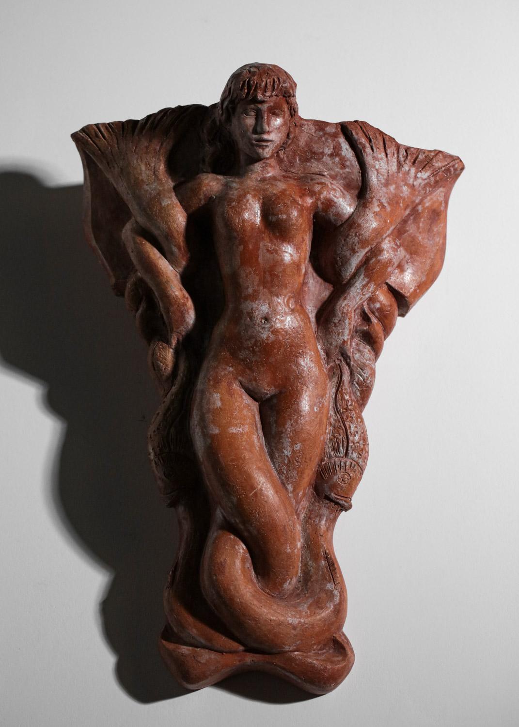 Mid-20th Century large pair of sconces vadim androusov in ceramic terracotta 40s andré arbus