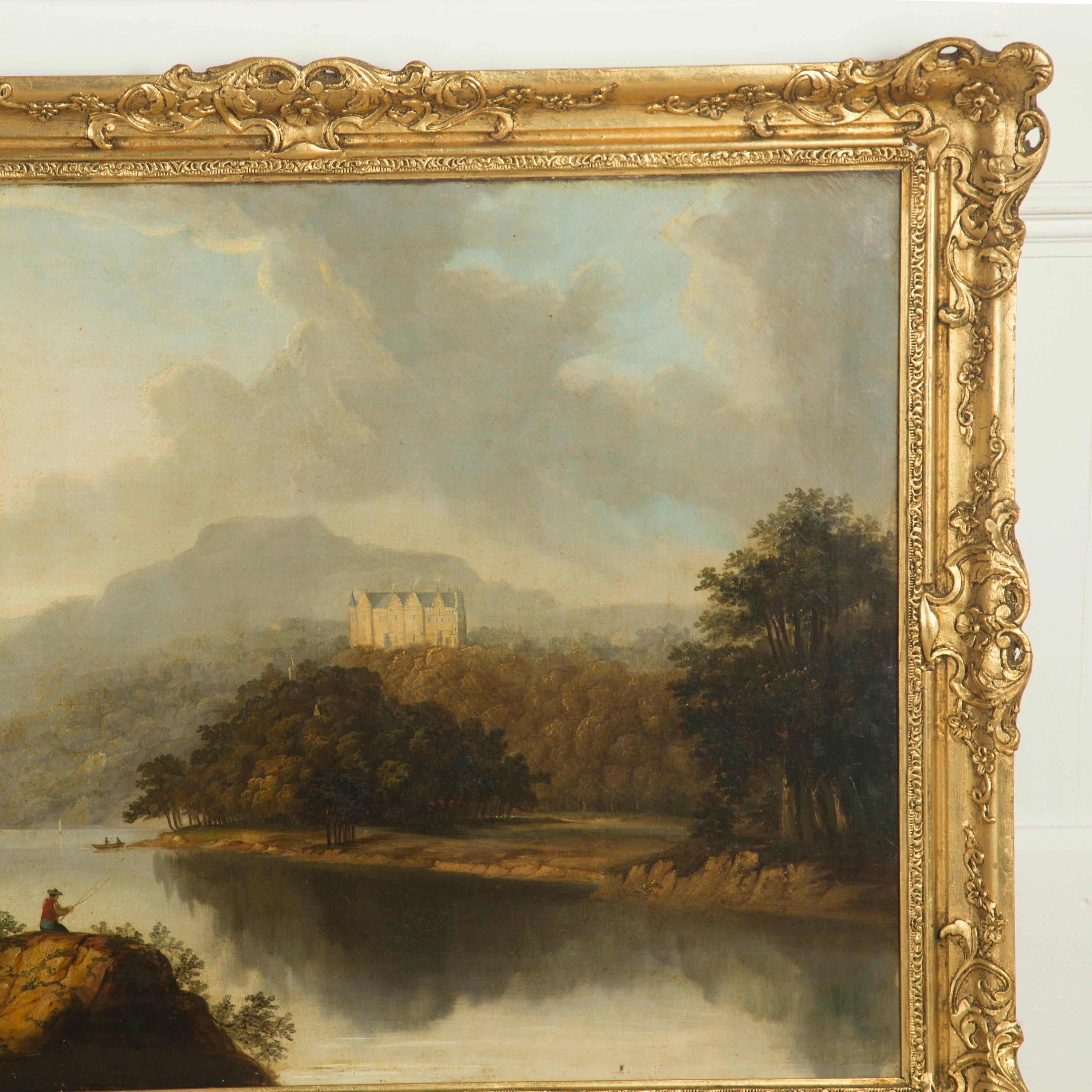 European Large Pair of Scottish 19th Century Country House Oil Paintings