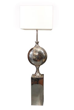 Large Pair of Sculptural Chrome Floor Lamps