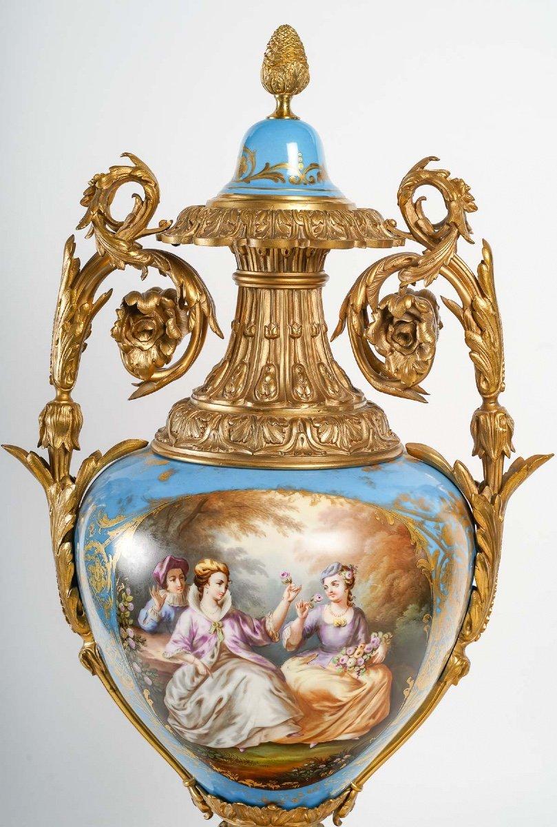 19th Century Large Pair of Sèvres Porcelain Vases, Napoleon III Period