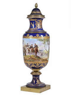 Large Pair of Sevres Style Vases, Battle Scenes
