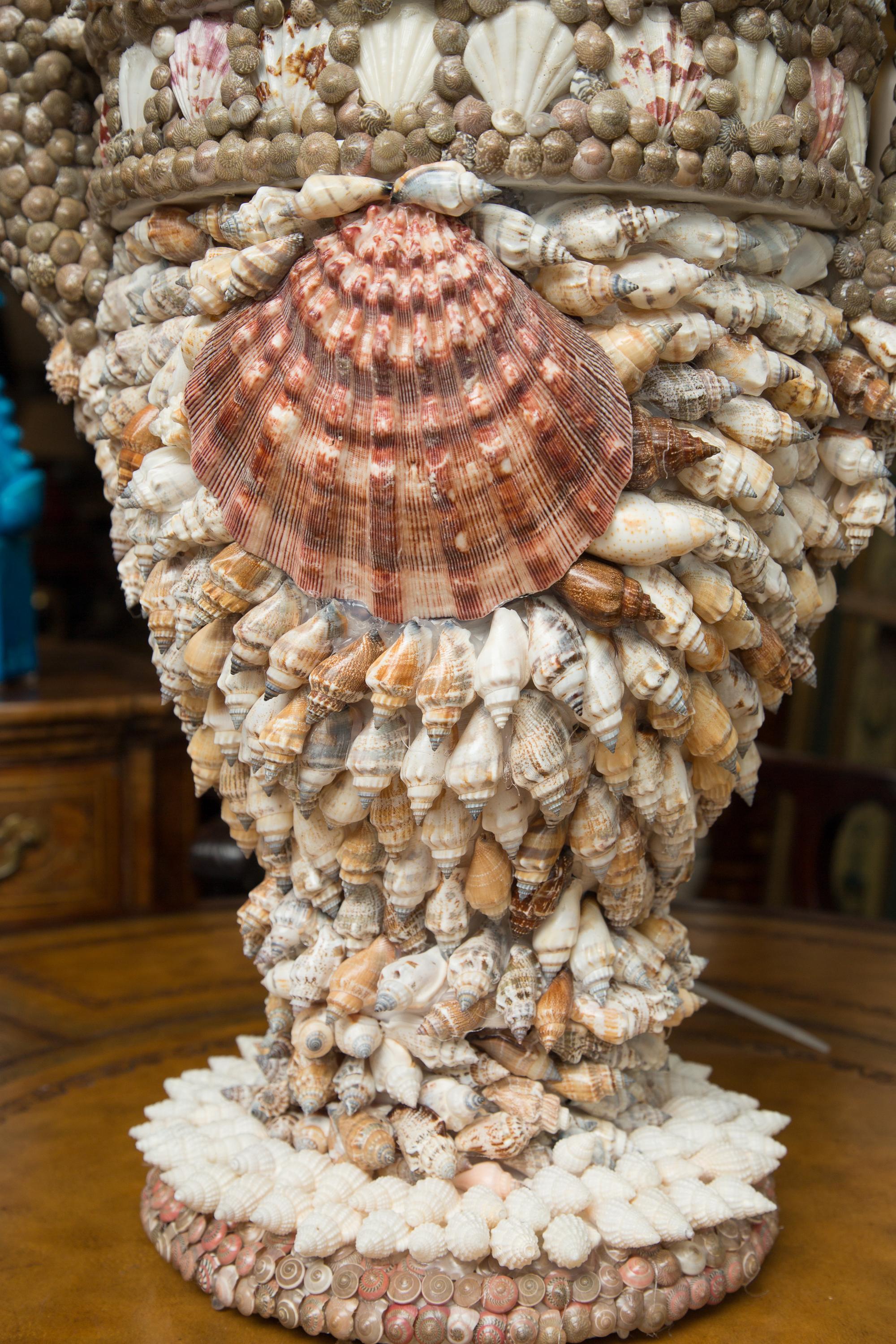 Hand-Crafted Large Shell Encrusted Table Lamps