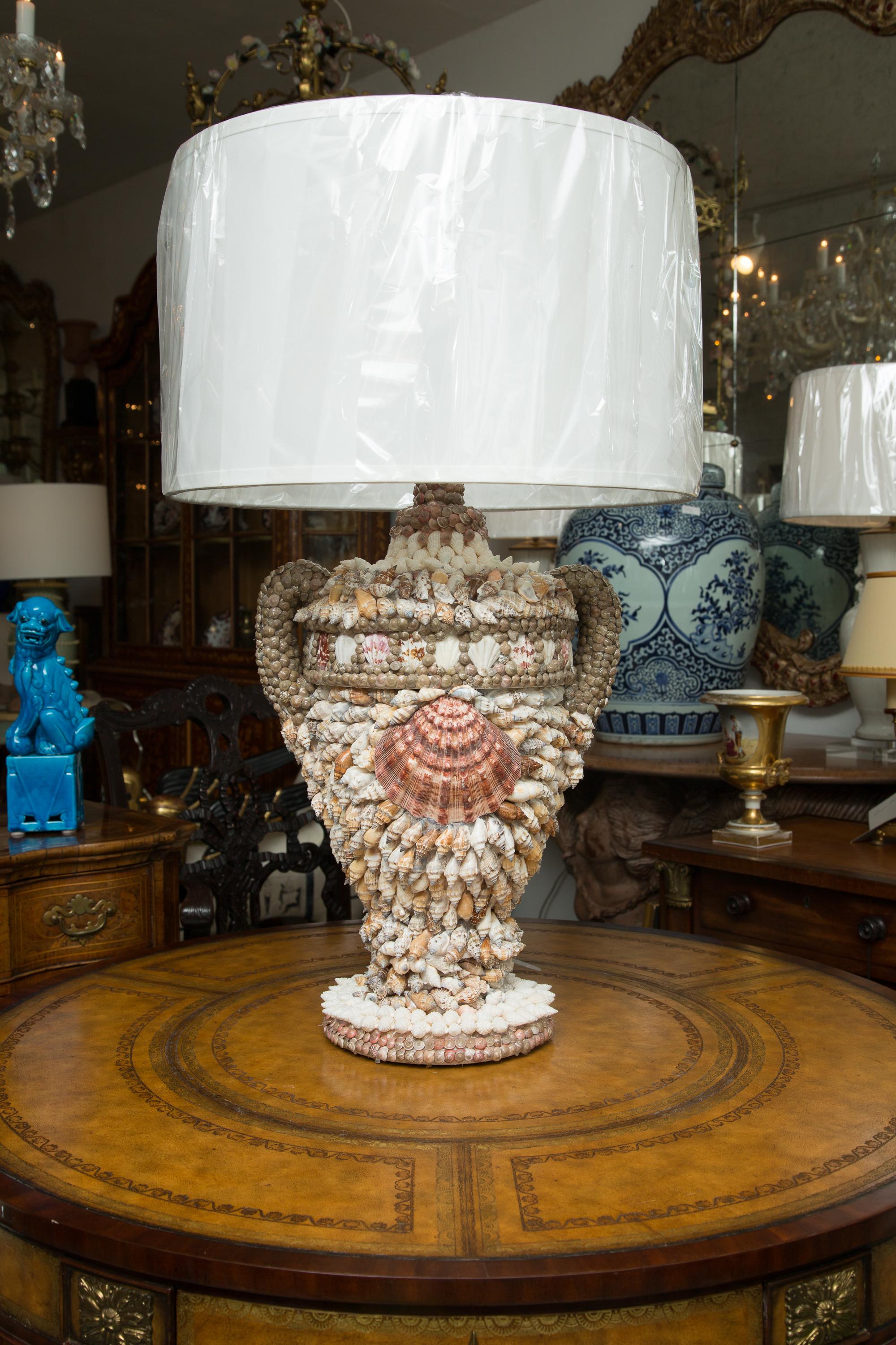 Large Shell Encrusted Table Lamps 1