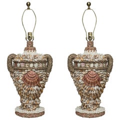 Large Shell Encrusted Table Lamps